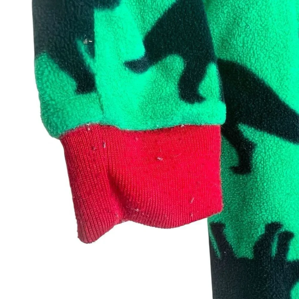 Bundle of 2 Carter’s Fleece Footed Pajamas Christmas Elf + Dino 3T